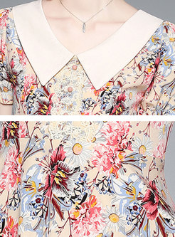 Cute Floral Button Embellished Skater Dress