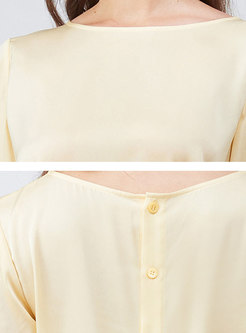 Light Yellow Half Sleeve Silk T-shirt