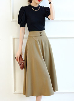 Metal Chain Embellished Knitted TOP & Solid Maxi Skirt