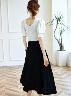 Metal Chain Embellished Knitted TOP & Solid Maxi Skirt