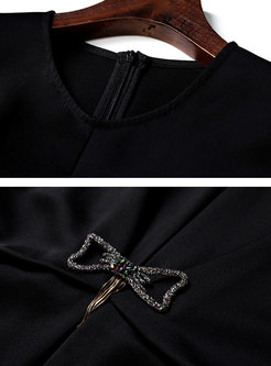 Black Sequin Bowknot Embellished Cocktail Dress