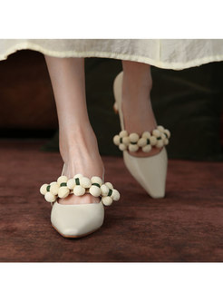 Low-fronted Flowers Patchwork High Heel Shoes