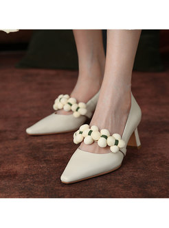 Low-fronted Flowers Patchwork High Heel Shoes