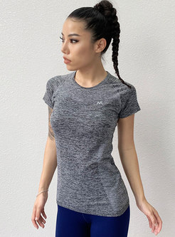 Casual Crew Neck Breathable Tight Sports Top