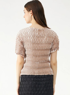 Short Sleeve Pleated Pullover T-shirt