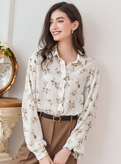 Vintage Floral Long Sleeve Button-front Shirt