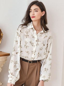 Vintage Floral Long Sleeve Button-front Shirt
