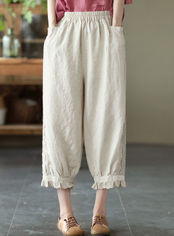 Vintage Lace Patchwork Linen Harem Pants