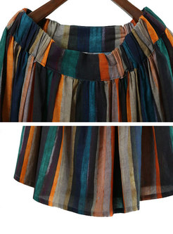 Retro High Waisted Stripe A Line Maxi Skirt