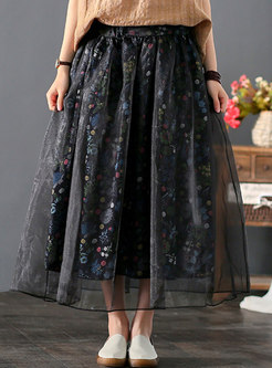 Floral Linen Organza Ball Gown Skirt