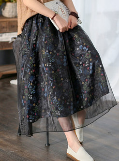 Floral Linen Organza Ball Gown Skirt