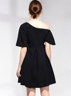 Black Off-the-shoulder A Line Mini Dress