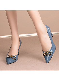 Pointed Toe Metal Embellished Low-fronted Heels
