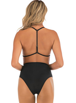 Black Sexy Strappy High Waisted Bikini