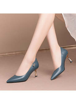 Pointed Toe Low-fronted Metal Embellished Heels