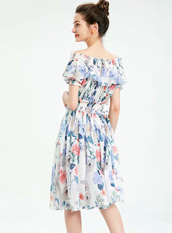 Boho Off-the-shoulder Print Midi Dress
