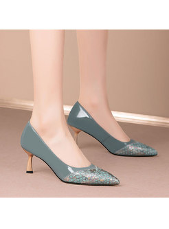 Pointed Toe Patent Leather High Heel Shoes