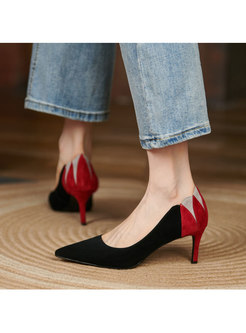 Pointed Toe Color-blocked Stiletto Heels