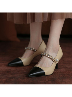 Pointed Toe Color-blocked High Heel Shoes