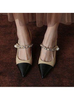 Pointed Toe Color-blocked High Heel Shoes