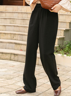 Casual High Waisted Long Straight Pants