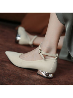 Pointed Toe Low-fronted Ankle Strap Shoes