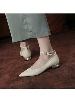 Pointed Toe Low-fronted Ankle Strap Shoes