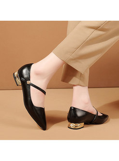 Pointed Toe Low Heel Ankle Strap Shoes