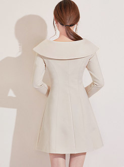 V-neck Long Sleeve A Line Mini Dress