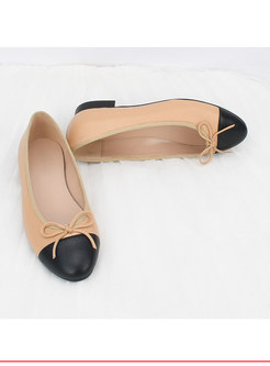 Rounded Toe Bowknot Low-fronted Loafers