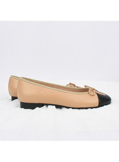 Rounded Toe Bowknot Low-fronted Loafers