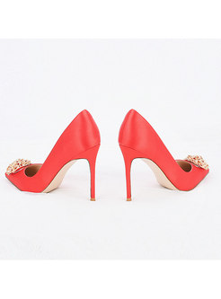 Pointed Toe Low-fronted Wedding Stiletto Heels
