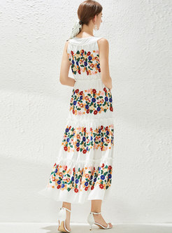 Boho Print Sleeveless Patchwork Maxi Dress