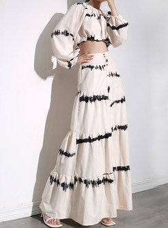 Long Sleeve Crop Blouse & High Waisted Maxi Skirt