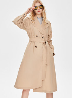 Casual Lapel Double-breasted A Line Trench Coat