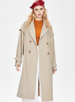 Casual Lapel Double-breasted Straight Trench Coat