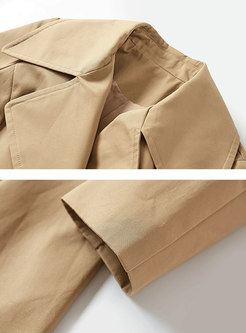 Khaki Lapel Double-breasted A Line Trench Coat