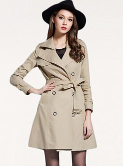 Casual Lapel Double-breasted A Line Trench Coat