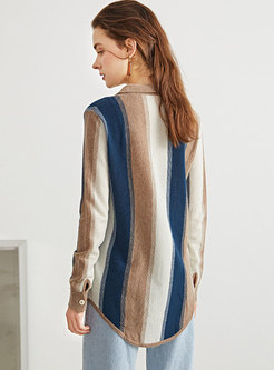 Color-blocked Striped Wool Patchwork Cardigan