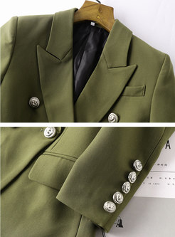 Notched Collar Button-down Short Blazer