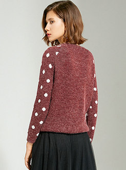 Long Sleeve Polka Dot Pullover Sweater
