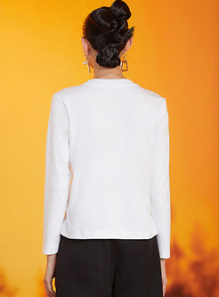Long Sleeve Pullover Asymmetric Print T-shirt