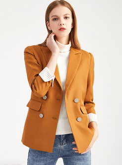 Brief Long Sleeve Double-breasted Slim Blazer