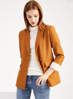 Brief Long Sleeve Double-breasted Slim Blazer