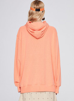 Casual Solid Drawstring Pullover Loose Hoodie
