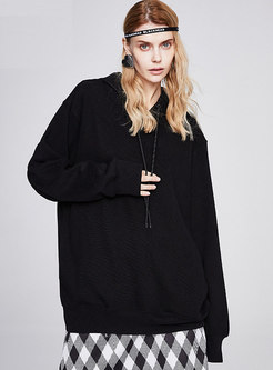 Casual Solid Drawstring Pullover Loose Hoodie