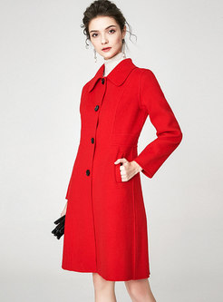 Turn-down Collar Straight Double-cashmere Overcoat