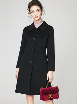 Turn-down Collar Straight Double-cashmere Overcoat