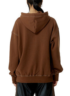 Color-blocked Ribbon Hooded Pullover Sweatshirt