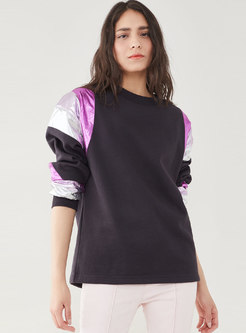 Casual Color-blocked Patchwork Pullover Sweatshirt